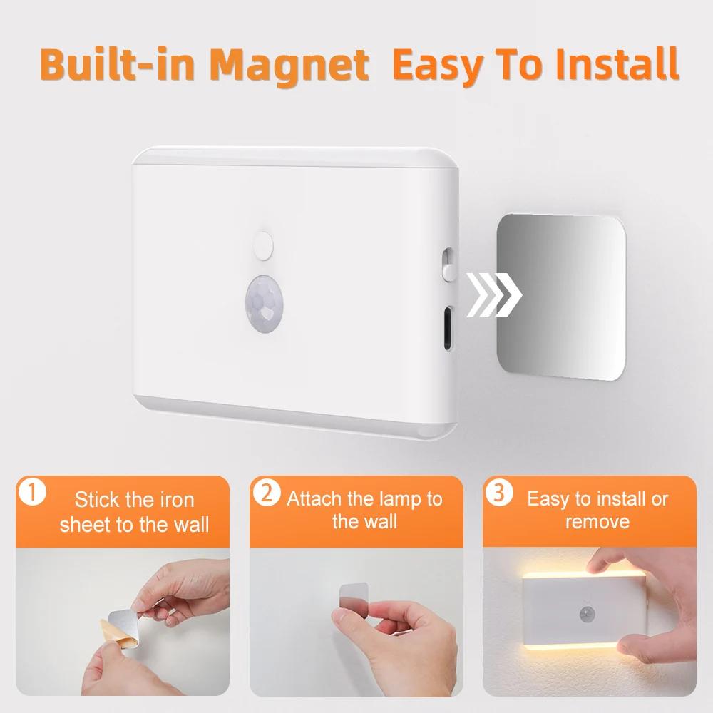 Night Light with Motion Sensor Indoor Bright LED Lamp 3 Modes Stair Lighting Dimmable LED Lights for Bedroom Cabinet Lamp