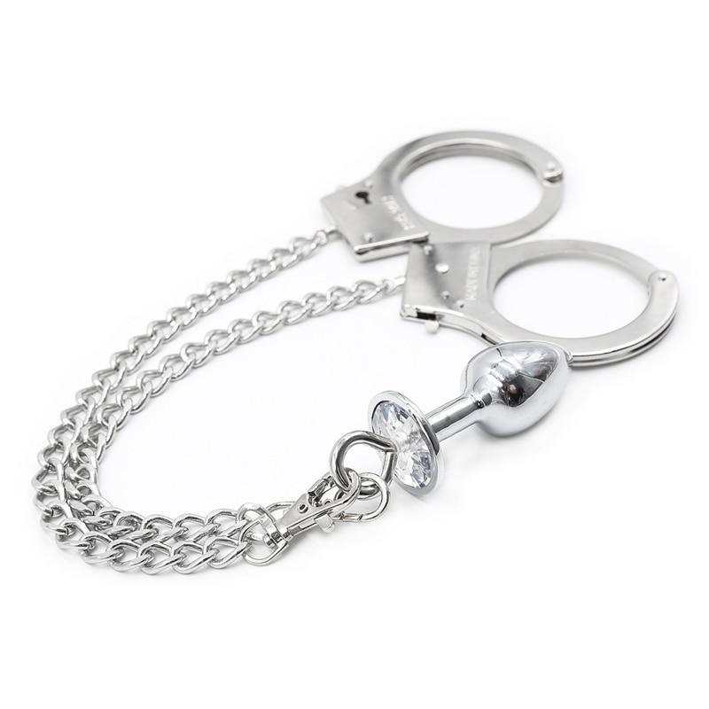 Stainless Steel Anal Ball Beads Anal Plug Handcuffs Butt Plugs Set Bdsm Dildo Stimulator Prostate Erotic Sex Toys Adult Products