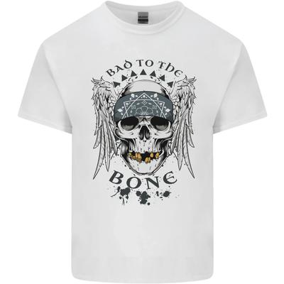 Bad To the Bone Biker Skull Angel Motorbike Kids T-Shirt Childrens