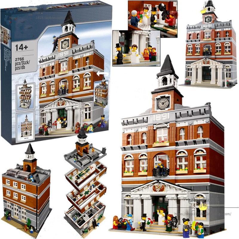 Compatible with LEGO Street View Building House Series 10224 City Hall Assembled Puzzle Building Blocks Boy Toy
