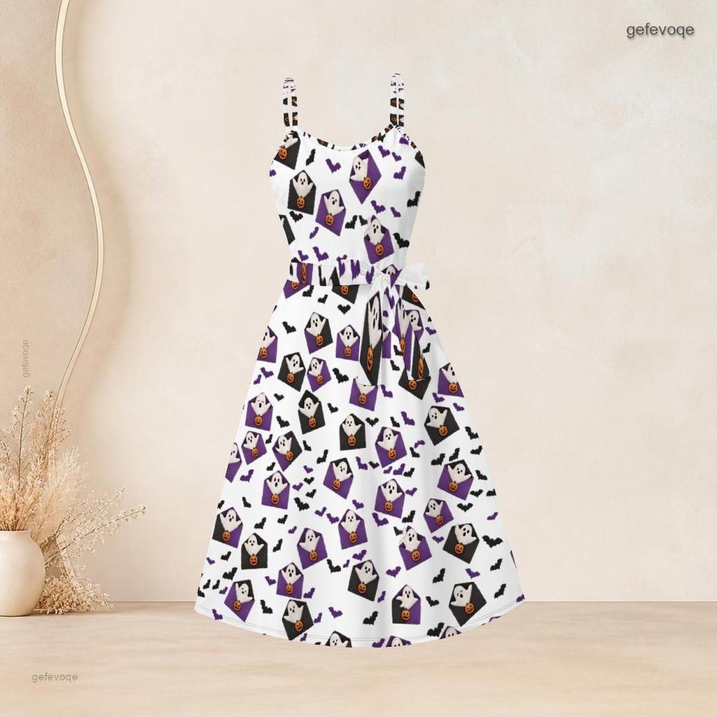 Women Plus Size Two Piece Outfit Long Sleeve Cropped Shrug Strappy Tie Waist Halloween Printed White Long Dress