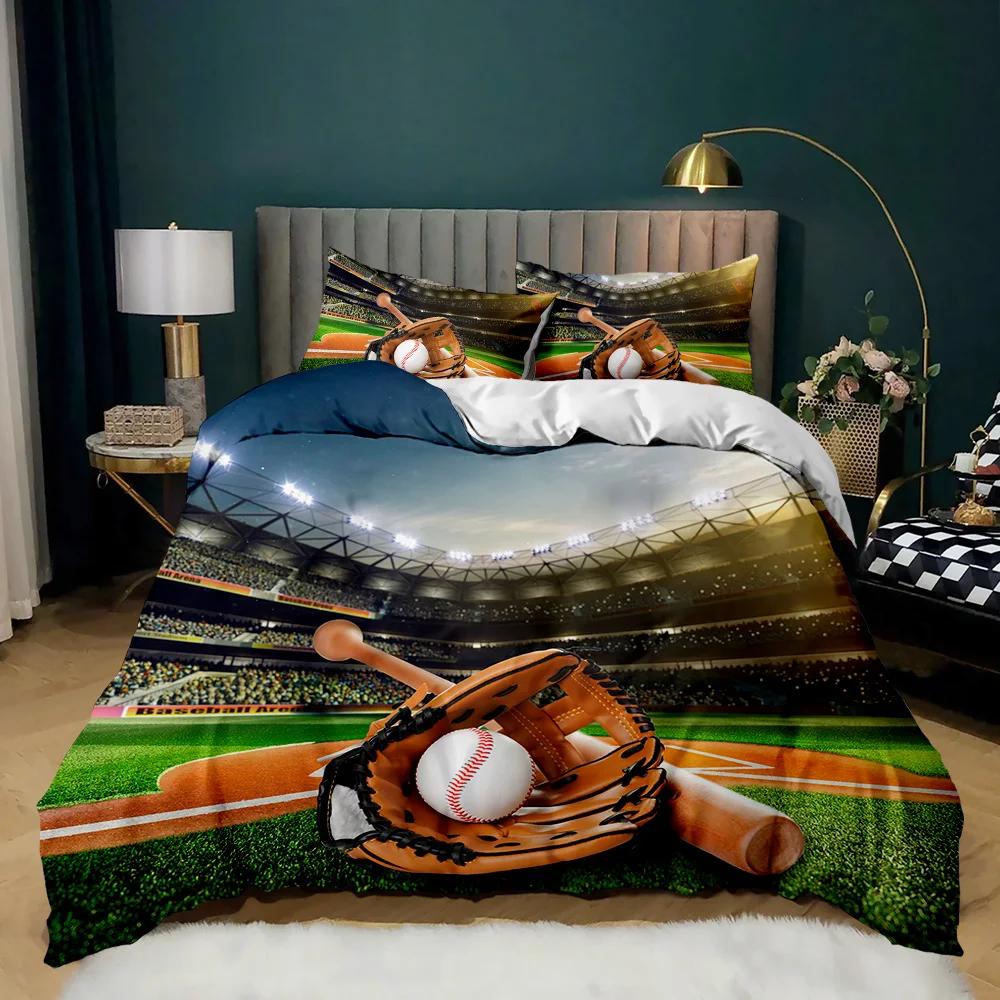Baseballová sada povlečení Sportovní téma Klučičí Dětská Sada ložního prádla 3D Baseballové ložní prádlo Dvojlůžko Queen Size King Size Polyesterový povlak na přikrývku
