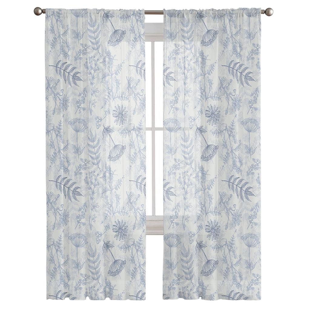 Flower Daisy Lavender Dandelion Sheer Curtains Living Room Window Tulle Curtains Bedroom Veiling Curtains Decor Luxury Drapes