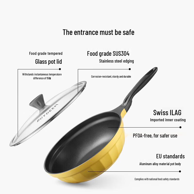 Buydeem 30cm Non-Stick Aluminum Alloy Multi-Purpose Wok CN plug (adapter included)