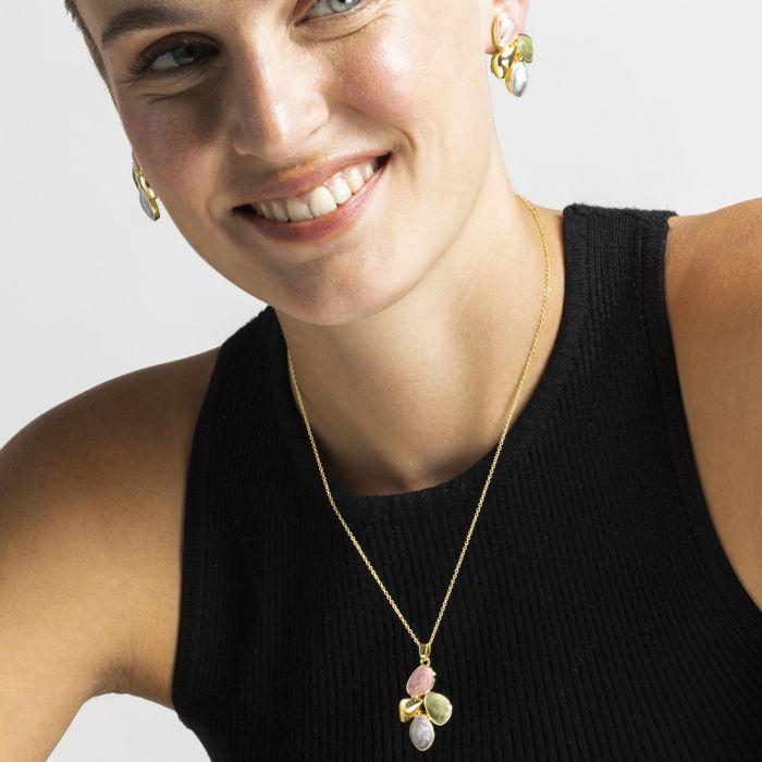 Collier - Luxenter - Laido - Or 18k - Laque Multicolore - 42 Cm + 3 Cm D'extension