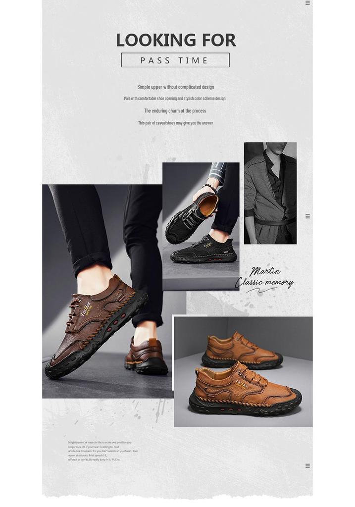 Men's Plus Size Ultra-fiber Casual Low-top Hand-stitched Shoes