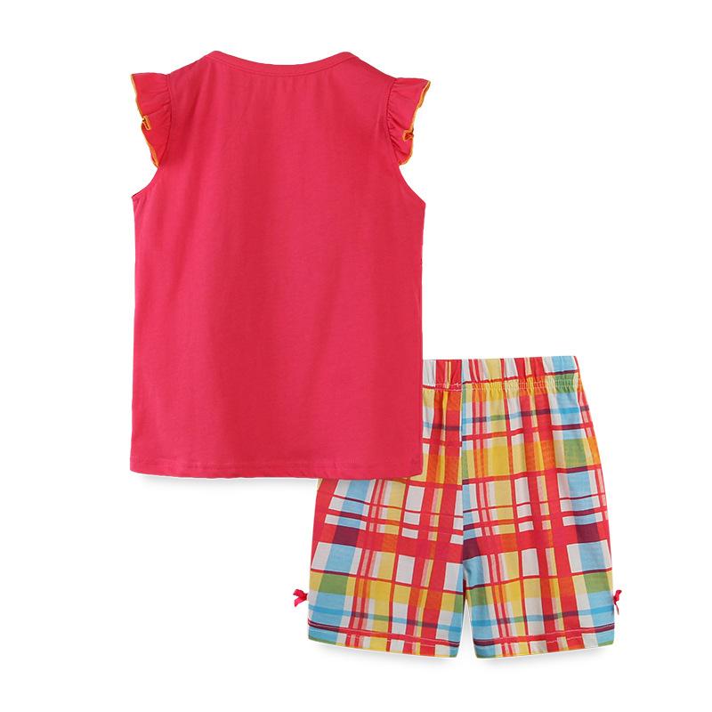Completo Estivo a Maniche Corte da Bambina 2024 Abbigliamento per Bambini T-shirt + Pantaloncini a Quadri Set da 2 Pezzi Outfit Casual