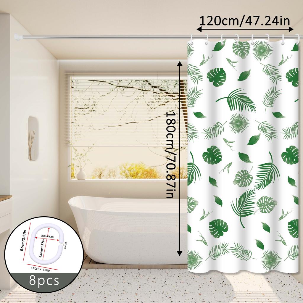 Green Leaf Versatile Shower Curtain, Fresh and Simple Bathroom Curtain, Creates a Healing Bathroom Space