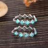 Boho Square Imitation Turquoise Earrings for Women Anti Silver Color Retro Hoop Earrings Anniversary Gift Bohemia Jewelry