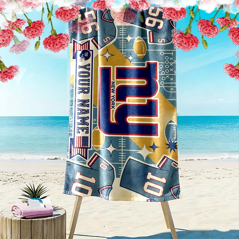 New York Giants Print Beach Towel, Large Soft Quick Dry Towel for Beach Camping Swimming