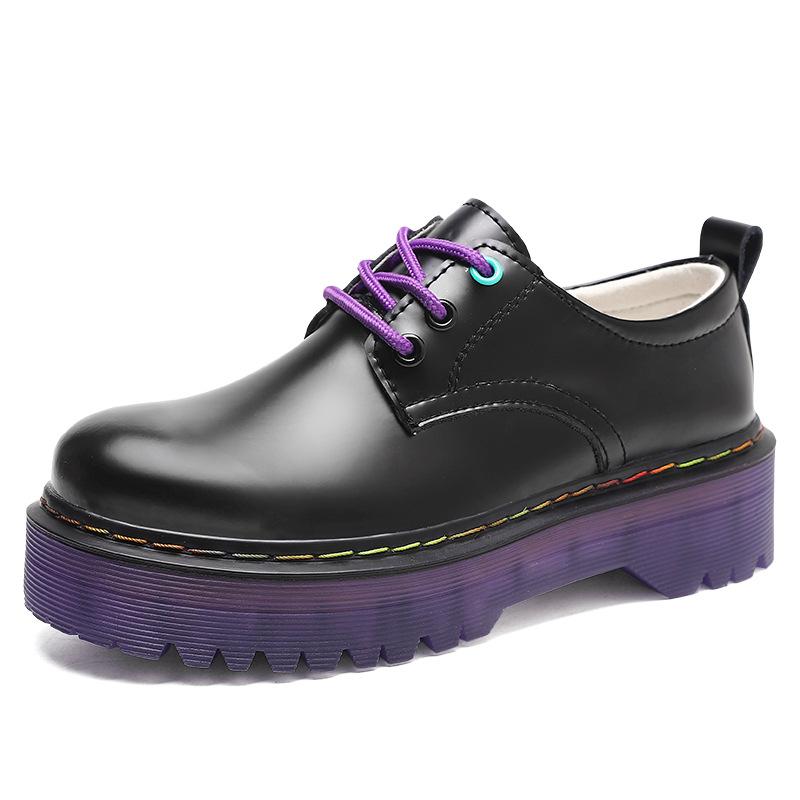 2025 autumn and winter new women's platform small leather shoes Korean version casual retro fashion lace-up loafers