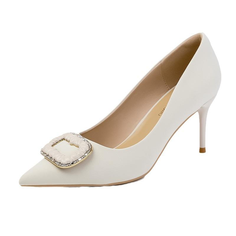 Huizhou women's shoes 2025 spring and summer high heels black women's stiletto professional shoes women's fashion versatile leather single shoes