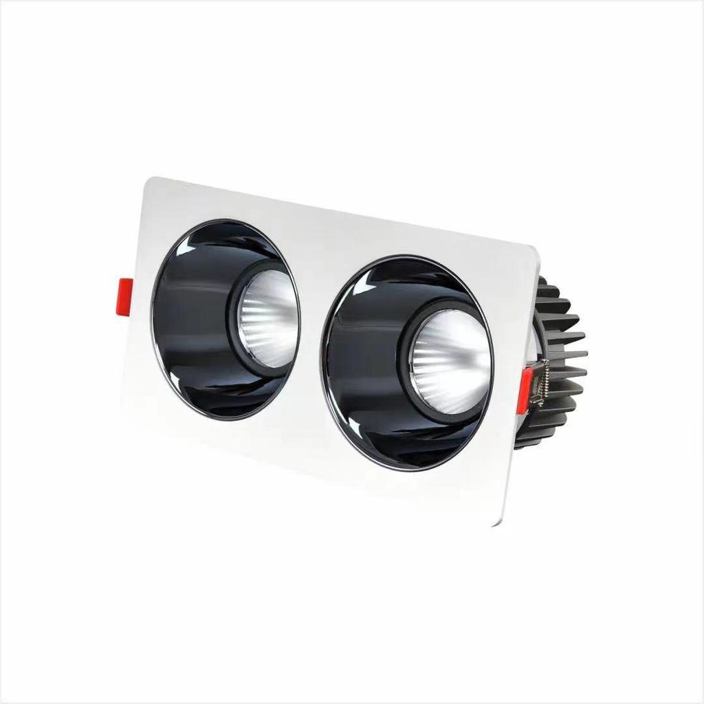 Double-Headed COB Narrow Bezel Wall Washer & Downlight, Anti-Glare Square Grid Spotlight for Hotels & Living Rooms