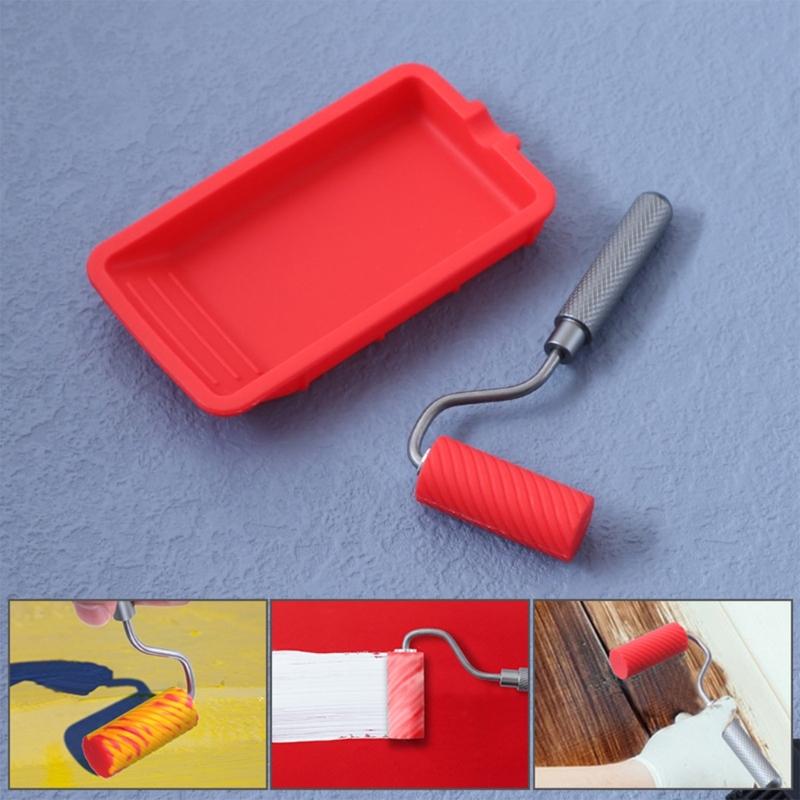 Silicone Roller Brush with Tray Even Application Roller Set Renovations for Smooth Paint Application Wall Ceilings