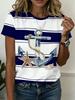 Summer Anchor Stripe 3D Print T-Shirts Women Casual Short Sleeve Round Neck T Shirt Harajuku Y2K Tees Top Female Street Clothing
