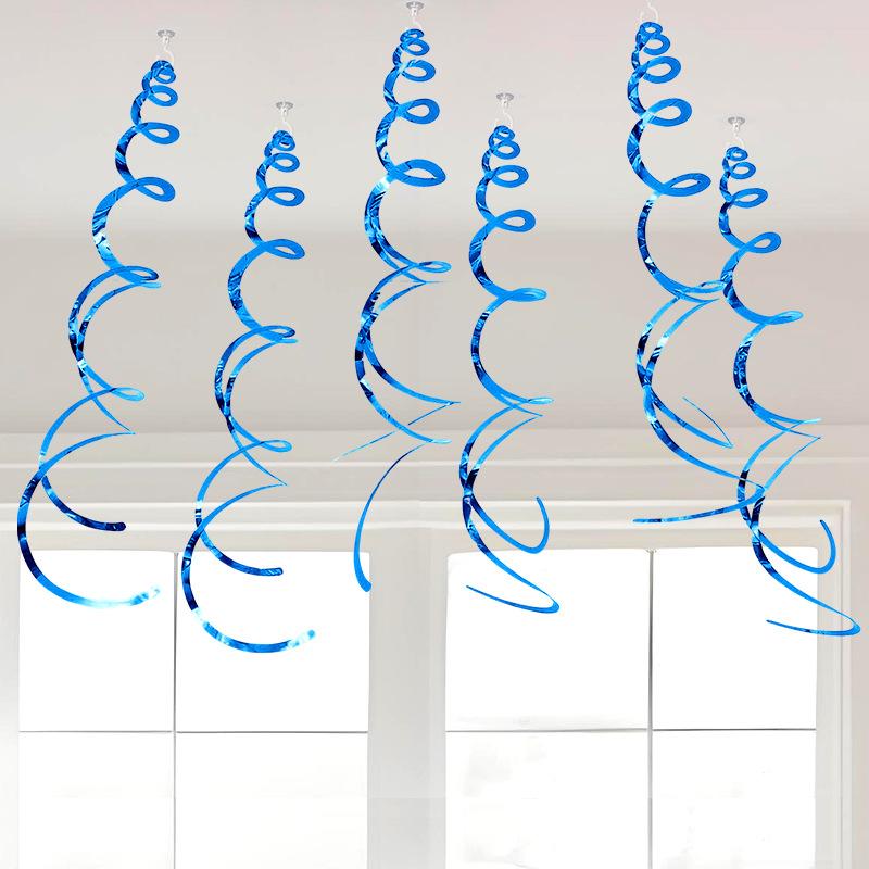 6 stk Spiralhengende Party Streamers Hengende Plast Streamer Spiralanheng Twin Tail Party Takfolie Swirl-dekorasjoner