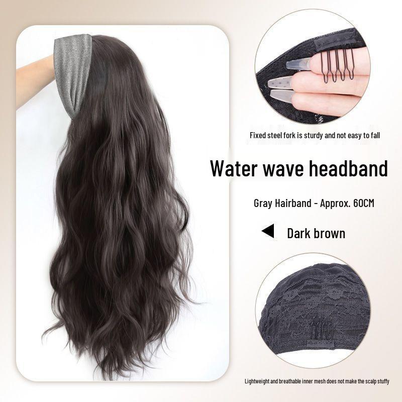 Gray Half-Head Big Waves Wig with Detachable Thickening Cap