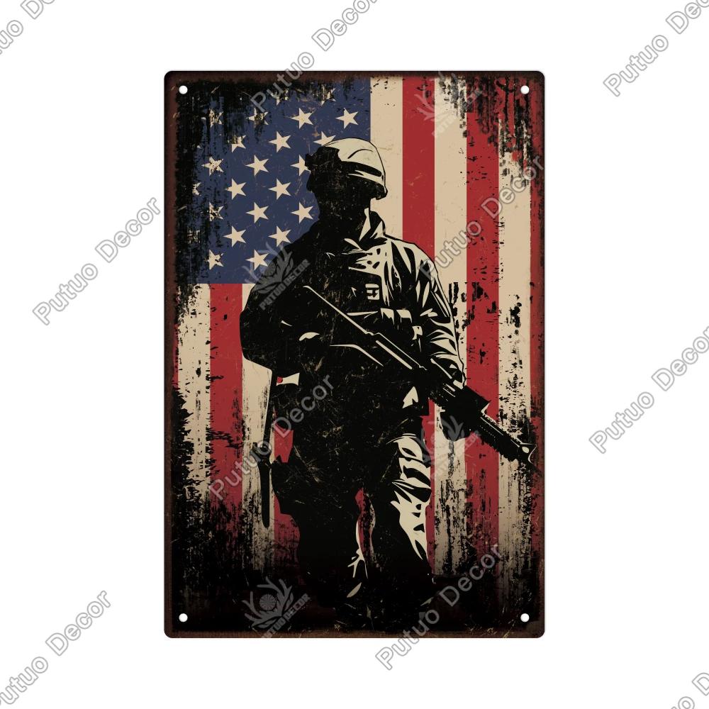 Putuo Decor Vintage Metal Tin Sign Rustic Wall Art for Farmhouse Porch Living Room Perfect Independence Day th of July Gift H