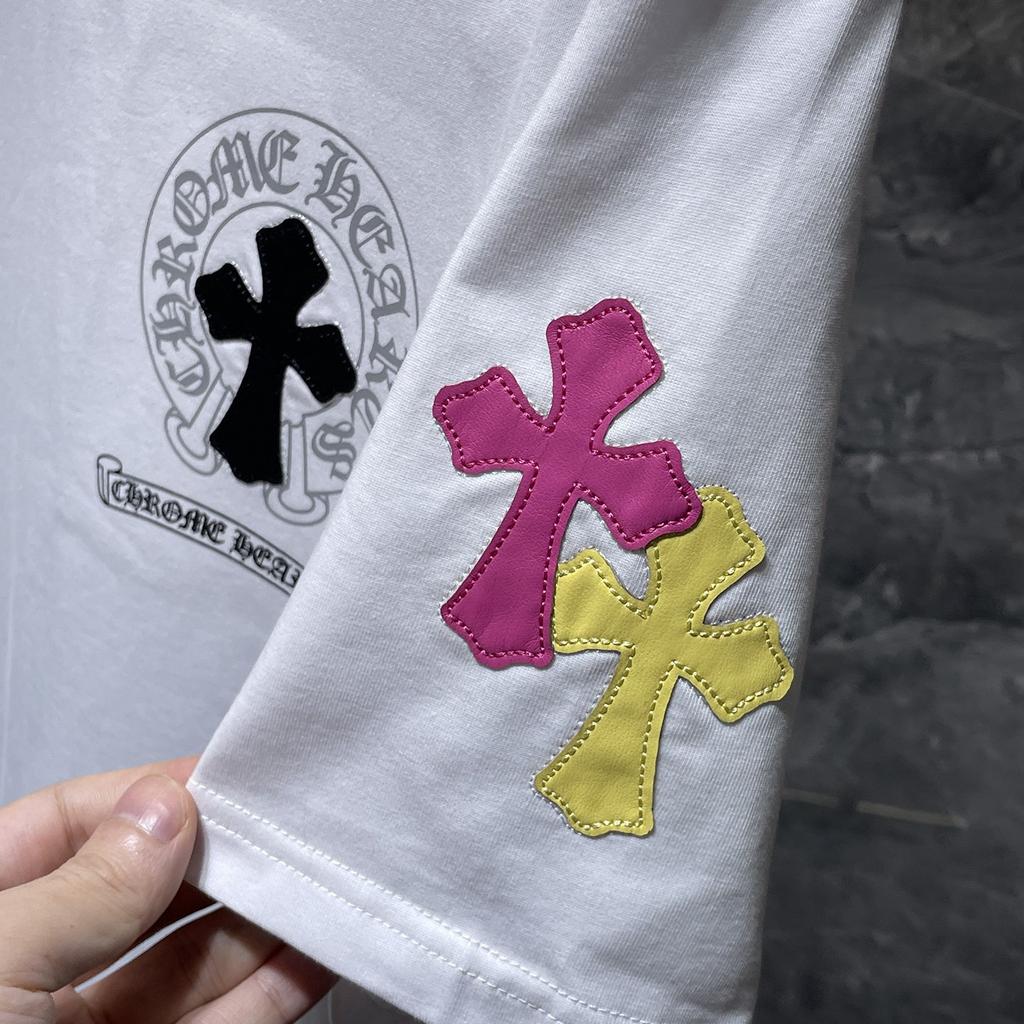 GZ-8923 CHROME HEARTS 2025 Summer New High Quality Cotton Round Neck Loose Large Size Men's and Women's T-shirt Couple T-shirt