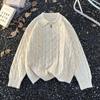 Japanese Literary Style Versatile Half-Zip Cable Knit Men's Sweater: Fashionable, Simple, and Trendy.