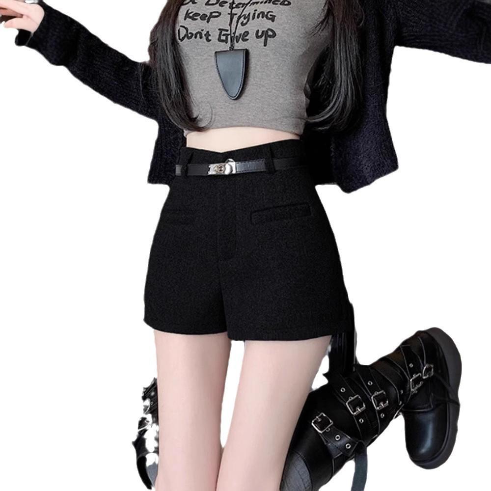 High-Waisted Wool Bootcut Shorts - Women's Versatile Slimming Autumn/Winter Casual Pants