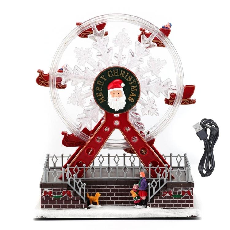 Holiday Rotating Light Up Music Box Ferris Wheel Desk Ornament For Family Celebration Christmas Decoration Gift 1