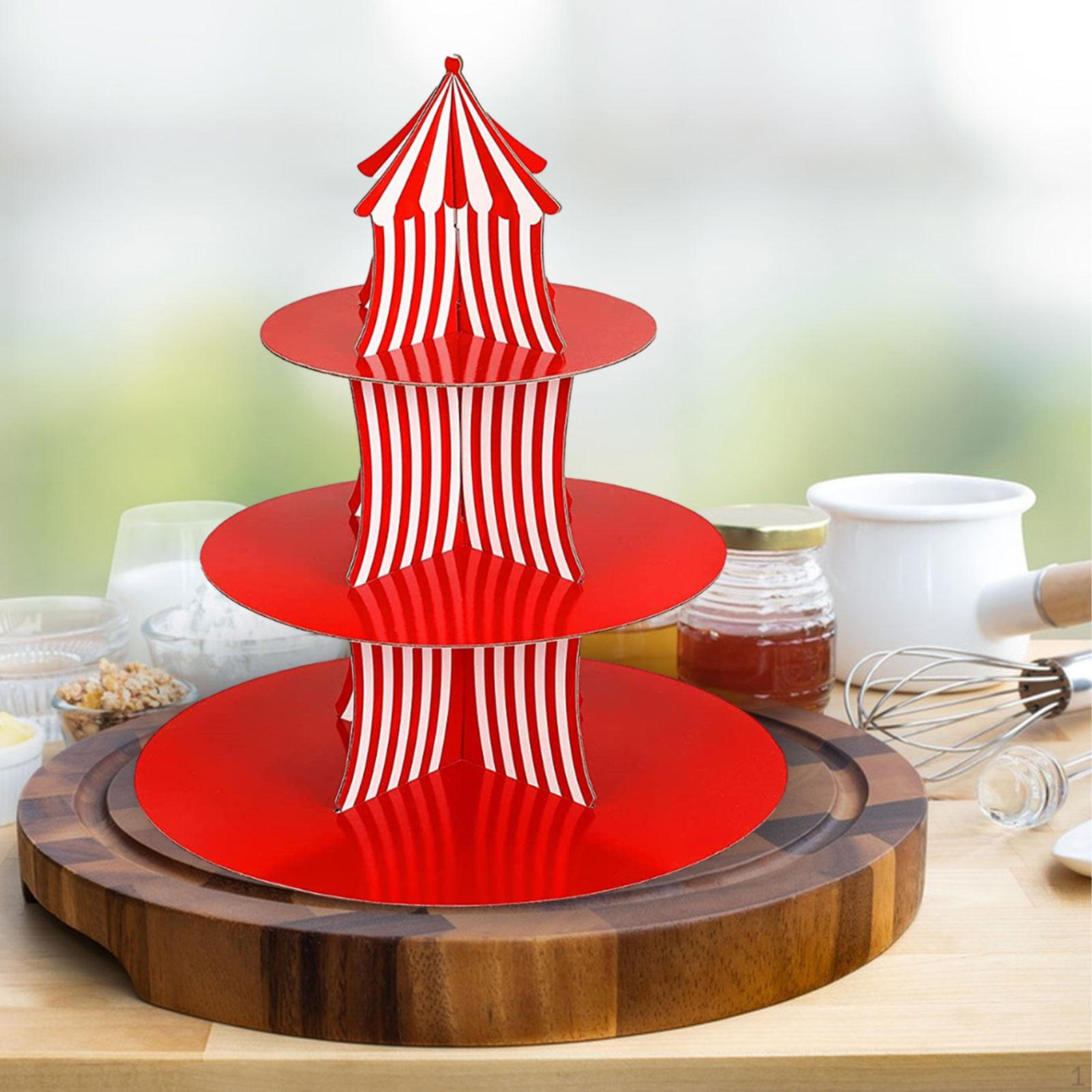 Carnival Cupcake Stand Cardboard Cake 3 Layer Desk Countertop Pastry Trays for Bars Home