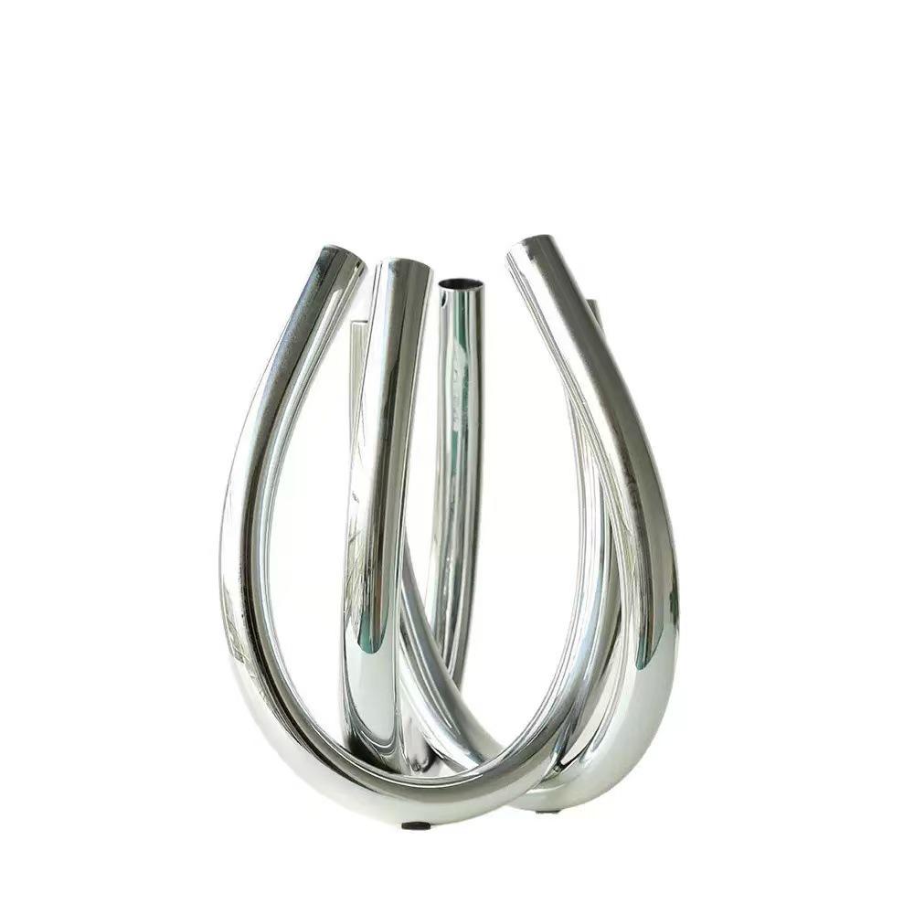 Elegant Metal Vase for Flower Arrangements - Luxury Decor for Living & Dining Rooms