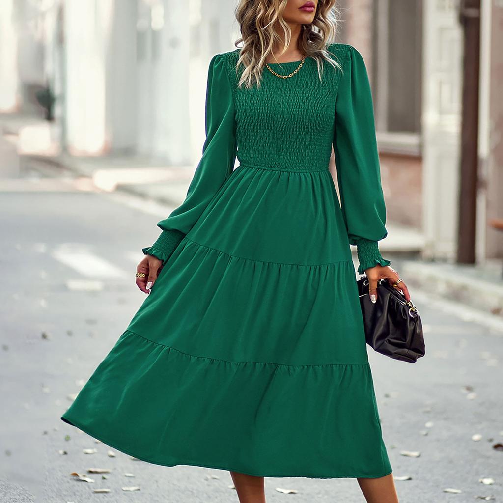 Women's Casual Fashion Sexy Slim Fit Long Sleeve Mid Length With Waist Closed Dress