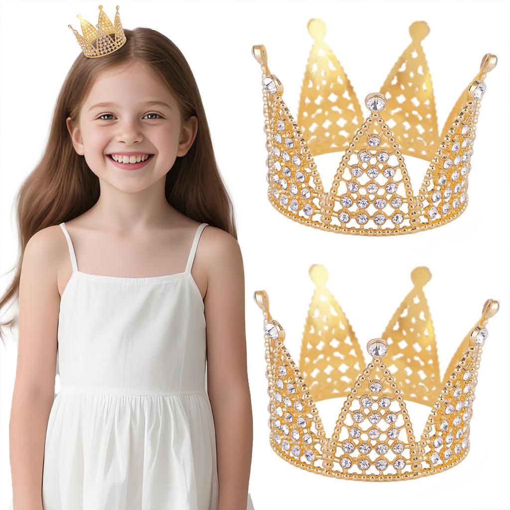 Elegant Gold Princess Birthday Crown For Girls Party Accessory Durable Alloy Tiara With Sparkling Crystal Design