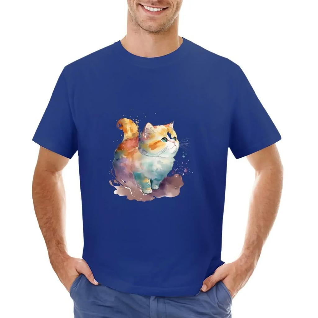 Adorable Kawaii Watercolor Cat T-shirt customs sports fans boys animal print clothing