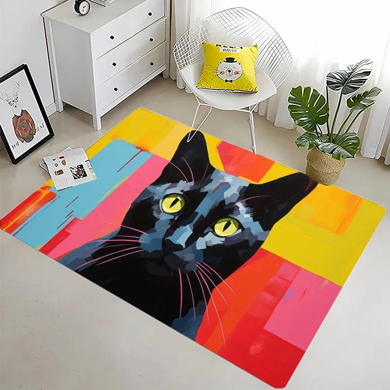 Funny Cat 3D Printing Large Area Carpets for Home Living Room Children's Bedroom Sofa Doormat Kitchen Floor Rugs Anti-slipDecor