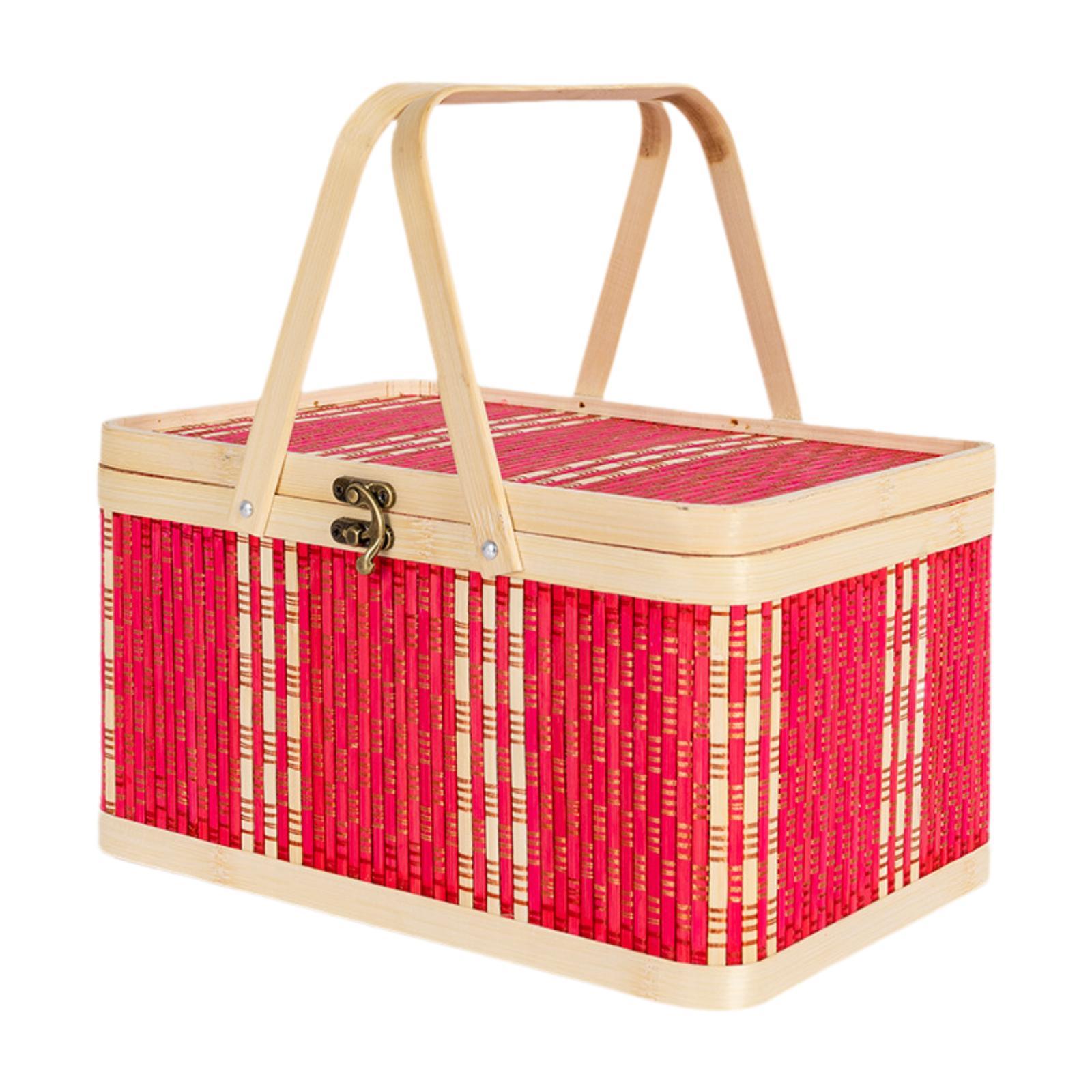 

Picnic Basket Fruit Container Practical Wear Resistant Convenient with Lid with Handle Fruit Carrying Holder for Outdoor