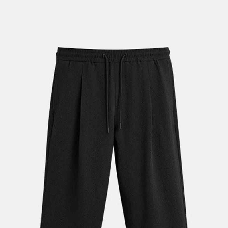 Mens Relaxed Fit Casual Pants With Elastic Waistband Lightweight Poplin Trousers