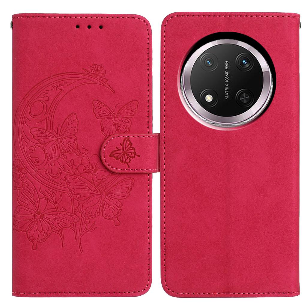 PU Lederhülle für Honor Magic7 Lite 5G/X9c 5G/X60 Pro 5G Schmetterling Blume geprägt Brieftasche Ständer Handyhülle