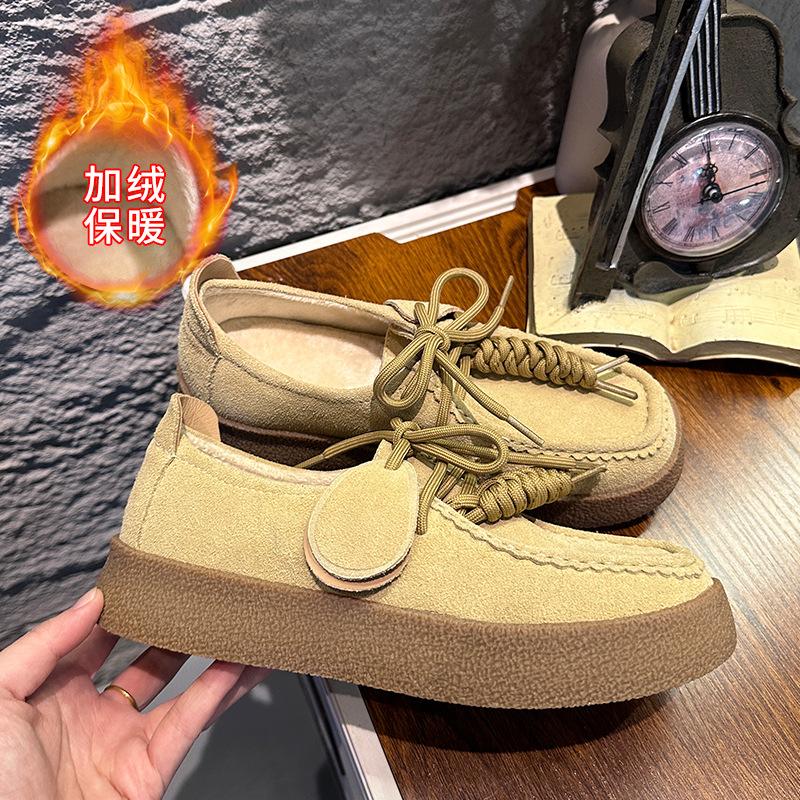 The first layer of sheepskin kangaroo shoes 2026 spring leather sports shoes casual white shoes flat-soled German training shoes