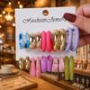 Color C-shaped acrylic earrings, European and American fashion personalized leopard print creative resin jewelry set