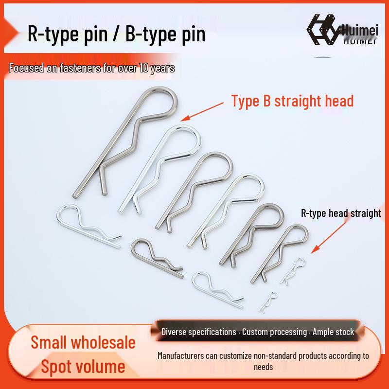 Galvanized Stainless Steel R-Type Spring Cotter Pin Hairpin Type B Carbon Steel M1*17 (R-Type Bend)