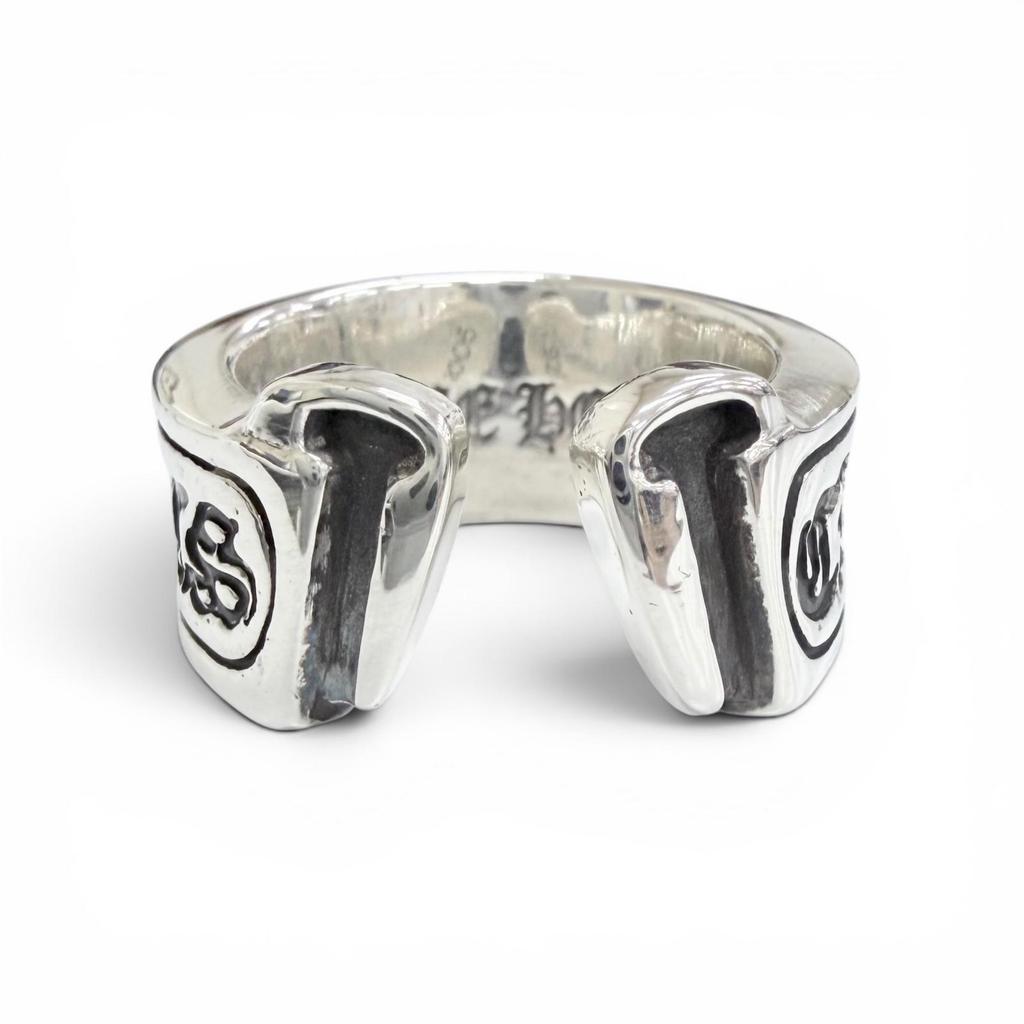 Great CHROME HEARTS Ring ring LG SCROLL LABEL Large scroll label Silver 925 mens Used