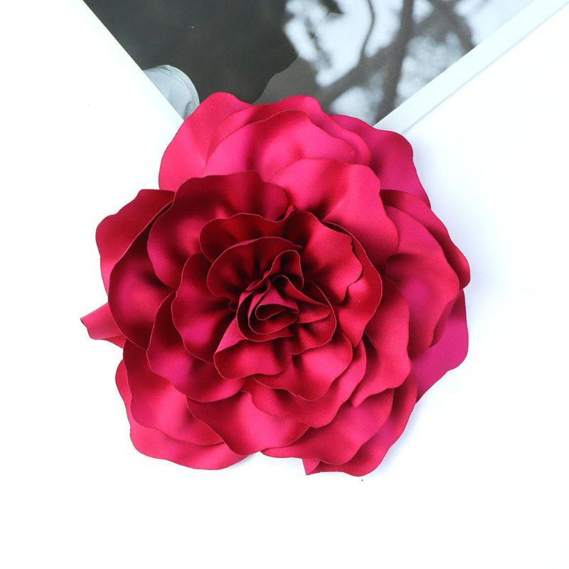20Cm Nuova Spilla Personalizzata Esagerata Fiore Grande in Raso Rosa di Tessuto Colorato Spilla da Petto Versatile Per Donne