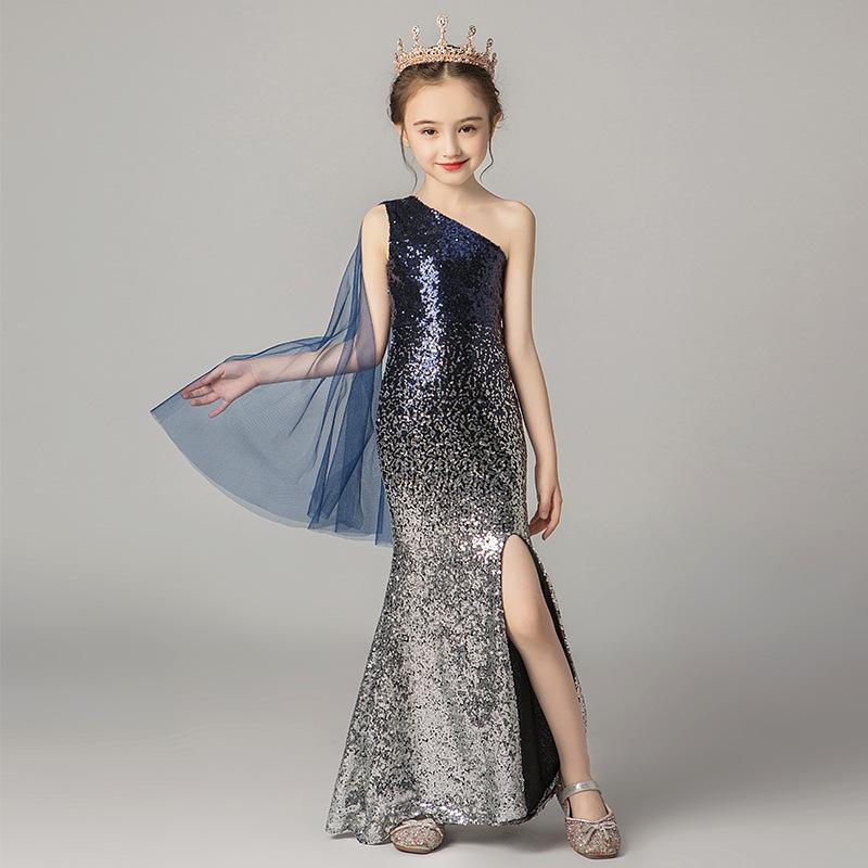 Children s Evening Dress Summer Girl Fishtail Girl Princess Dress Model Catwalk Host Piano Performance Dress 150cm