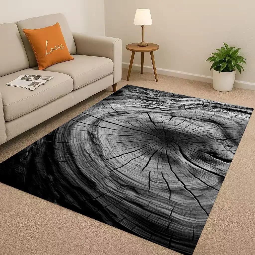 Classic Wood Grain Tree Growth Ring Brown Gray Living Room Non-Slip Area Rug Carpet For Bedroom Playroom Sofa,Home Decor Doormat