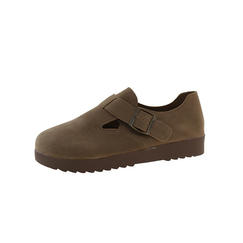 Autumn new ugly cute trendy with retro Boken casual flat single shoes lazy one pedal Doudou shoes woman