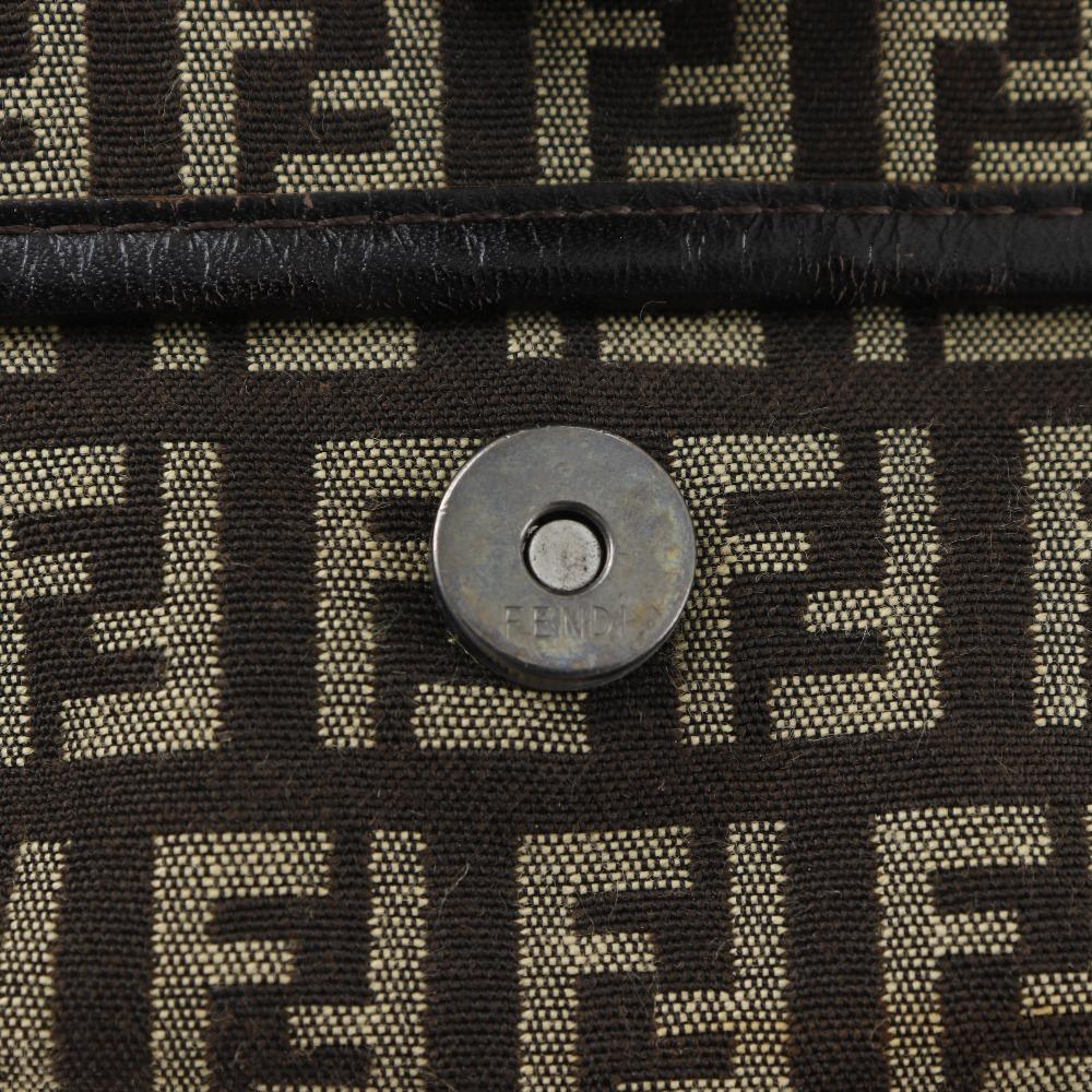 FENDI Zucchino Shoulder Bag Brown Nylon canvas Women Used
