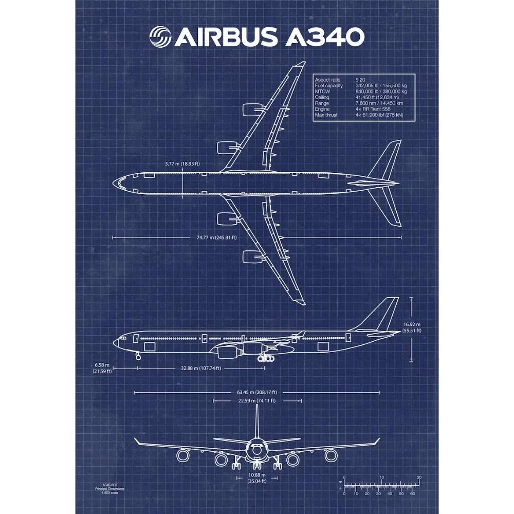 Air Force Flugzeug Airbus A-340 B-747 Patentdrucke Flugzeugposter Kampfflugzeug Blaupause Leinwandgemälde Wandkunst Bilder Heimdekor