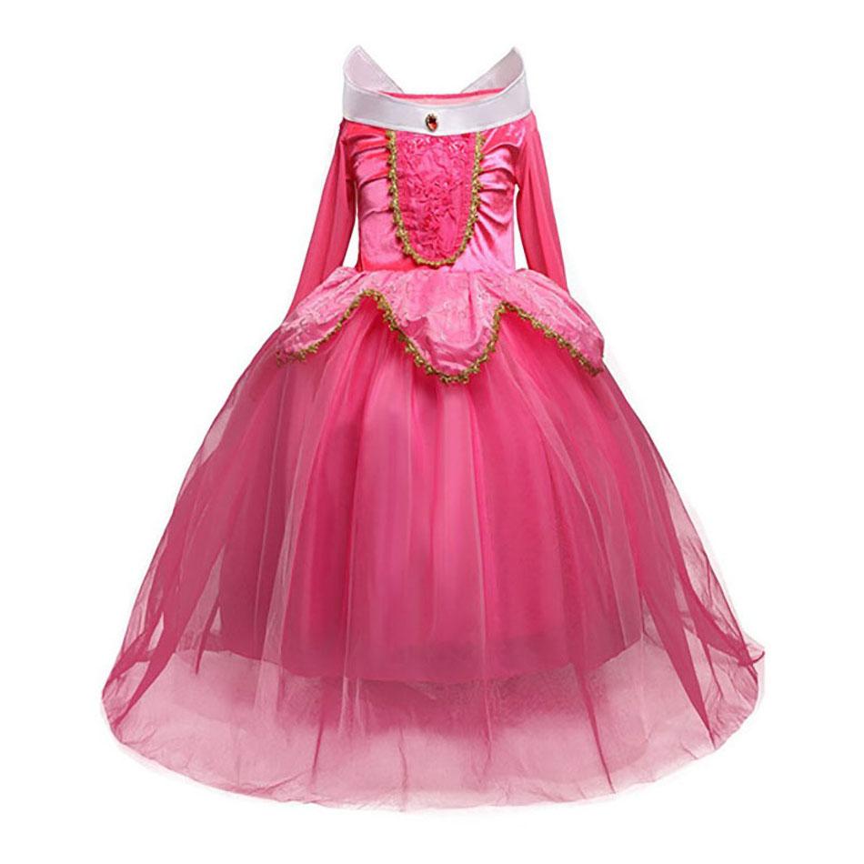 Girl Aurora Dress Sleeping Beauty Costume Kids Princess Dress Children Halloween Birthday Party Outfit Clothes