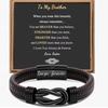 Men's Magnetic Black Twist Stainless Steel and Woven Leather Bracelet
