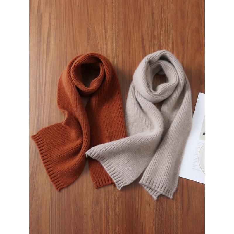 100% Wool Solid Color Knitted Scarf For Couples Women'S Winter Thick&Warm Multi-Functional Rectangular Outdoor Windproof Scarf