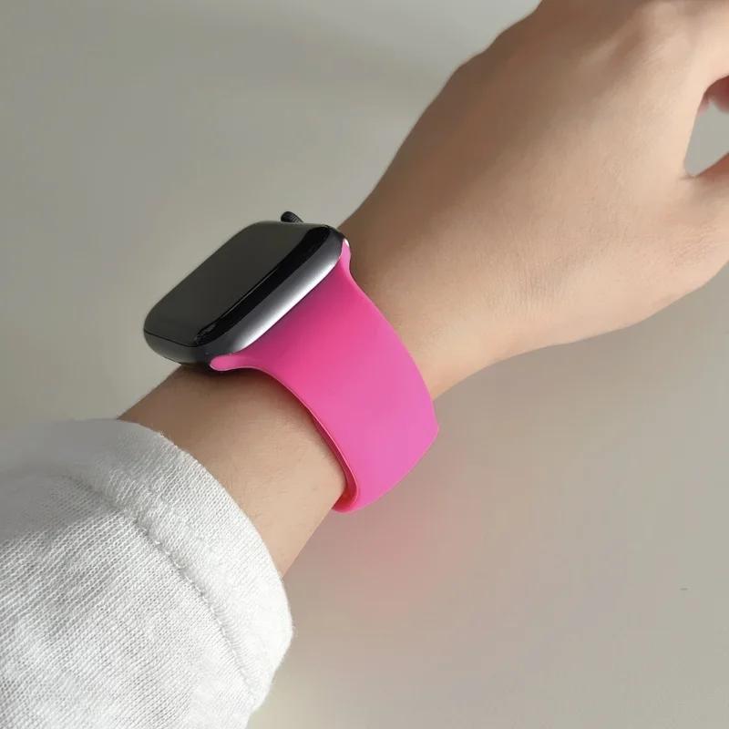 Straps For Watch 10 46 Mm 49mm 44 Mm 45mm 40mm 42mm 41mm 38mm Sport Bracelet iWatch Series 9 8 7 SE Ultra 2 Silicone Band