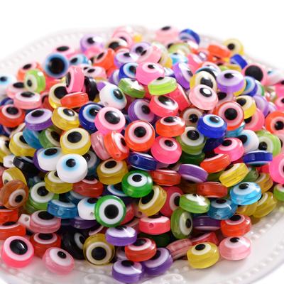 400 Pcs Eye Beads Multicolor Resin Flat Round Eye Beads DIY Loose Beads Spacer Beads for Jewelry